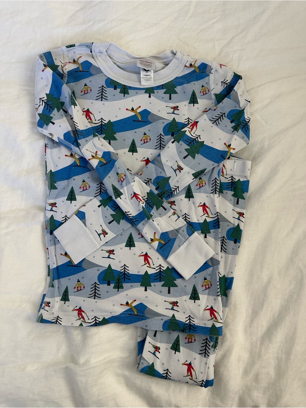 Hanna Andersson Blue Ski & Tree Print Pajama Set